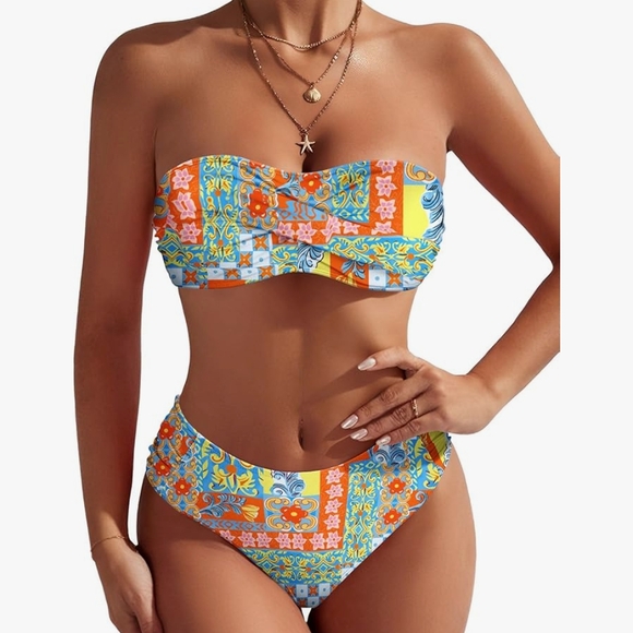 Zaful Other - Zaful Multicolor Strapless Bikini